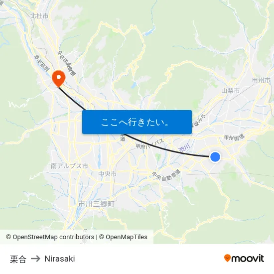 栗合 to Nirasaki map