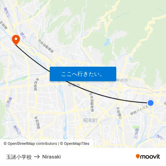 玉諸小学校 to Nirasaki map