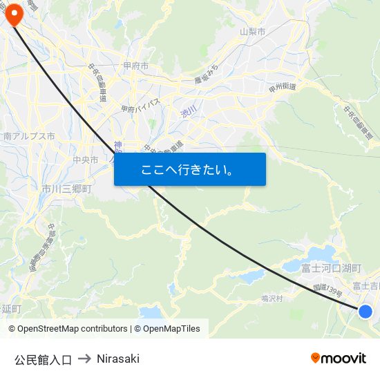 公民館入口 to Nirasaki map