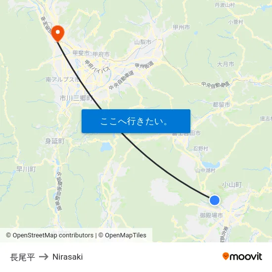 長尾平 to Nirasaki map