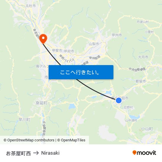 お茶屋町西 to Nirasaki map