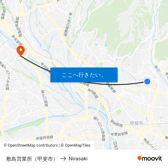 敷島営業所（甲斐市） to Nirasaki map