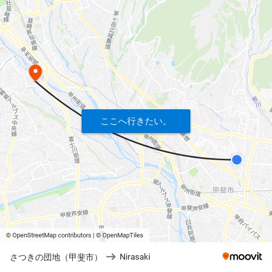 さつきの団地（甲斐市） to Nirasaki map