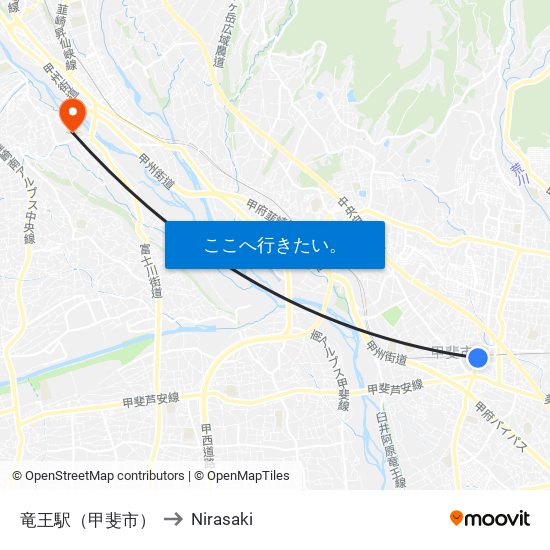 竜王駅（甲斐市） to Nirasaki map