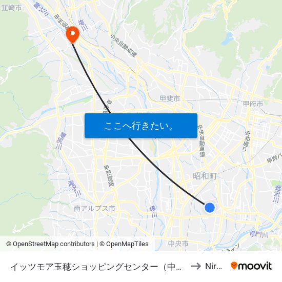 イッツモア玉穂ショッピングセンター（中央市コミュニティバス） to Nirasaki map