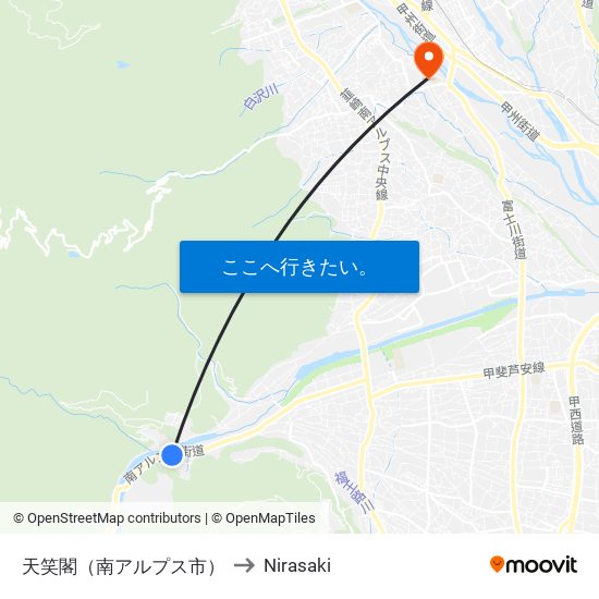 天笑閣（南アルプス市） to Nirasaki map