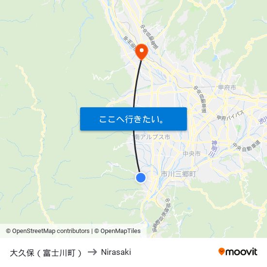 大久保（富士川町） to Nirasaki map