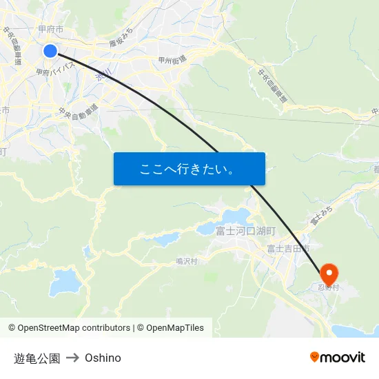 遊亀公園 to Oshino map