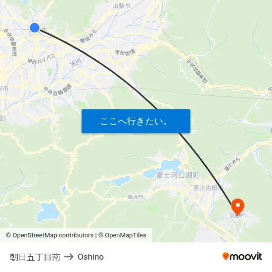 朝日五丁目南 to Oshino map