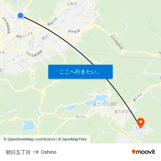 朝日五丁目 to Oshino map