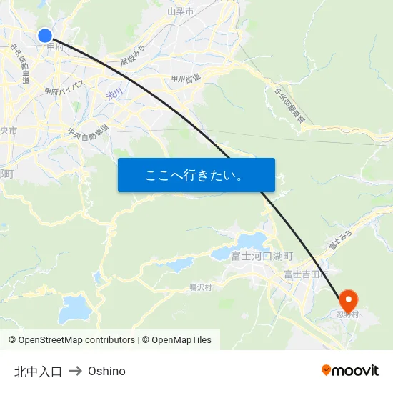 北中入口 to Oshino map