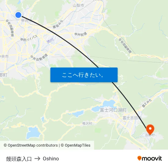 饅頭森入口 to Oshino map