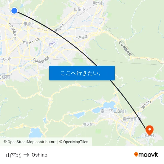 山宮北 to Oshino map