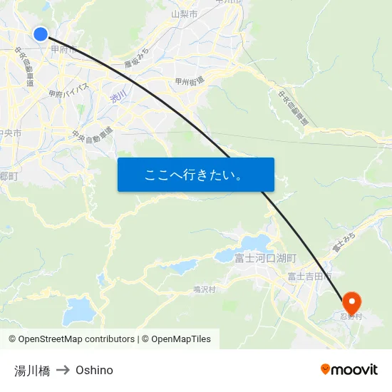 湯川橋 to Oshino map