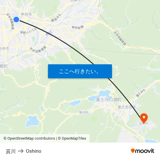 貢川 to Oshino map
