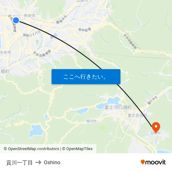 貢川一丁目 to Oshino map