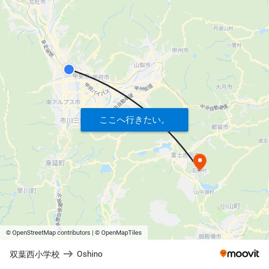 双葉西小学校 to Oshino map