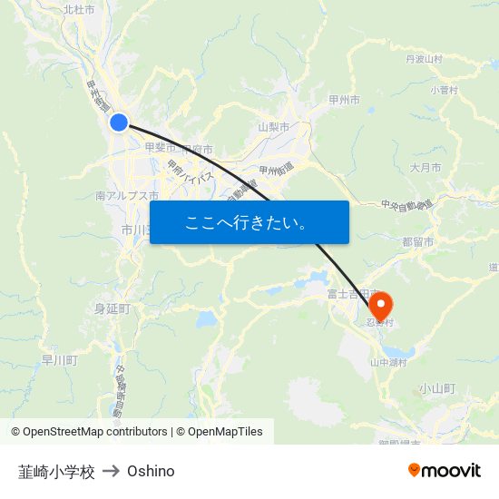 韮崎小学校 to Oshino map