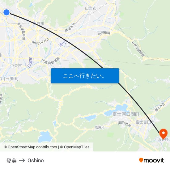 登美 to Oshino map