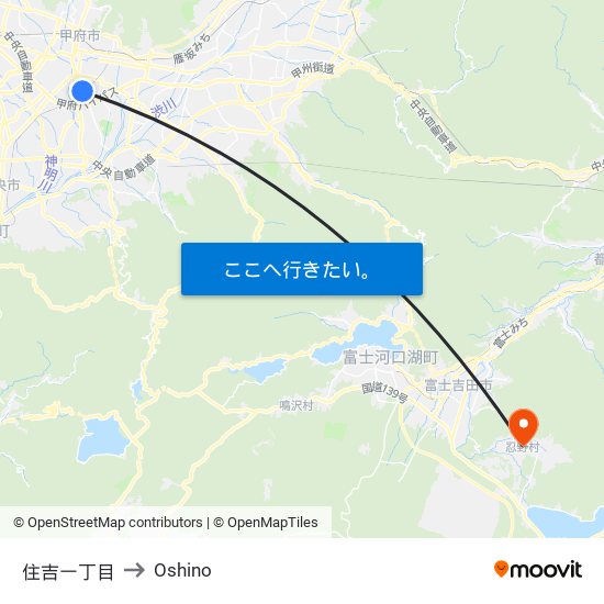 住吉一丁目 to Oshino map
