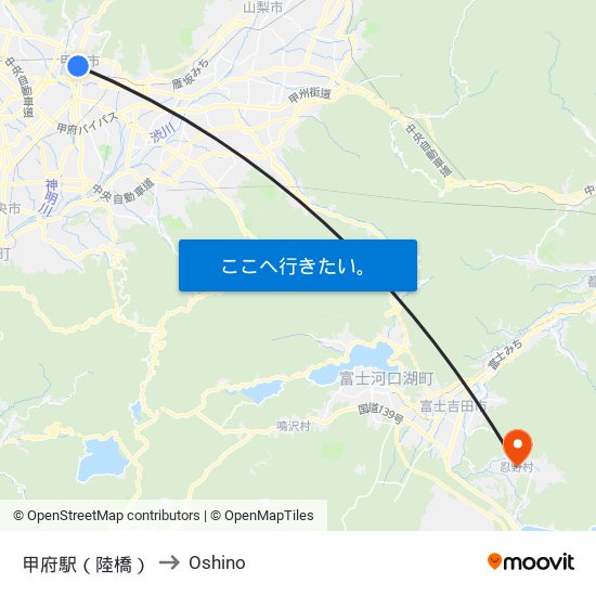 甲府駅（陸橋） to Oshino map