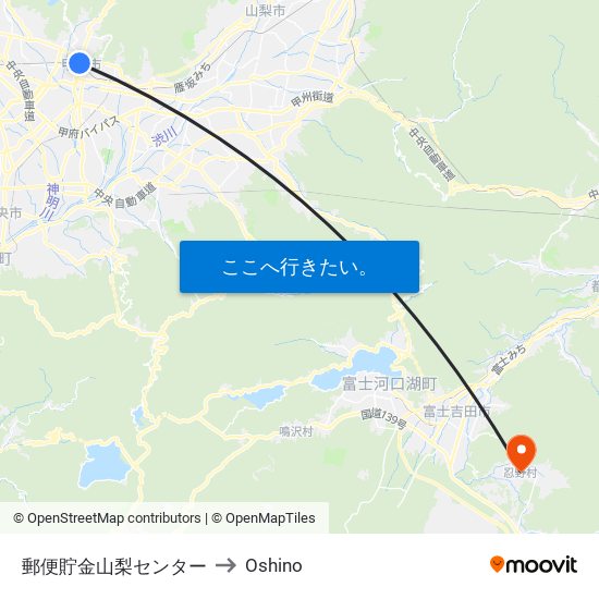 郵便貯金山梨センター to Oshino map