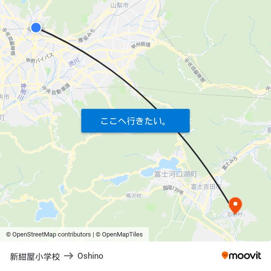 新紺屋小学校 to Oshino map