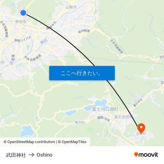 武田神社 to Oshino map