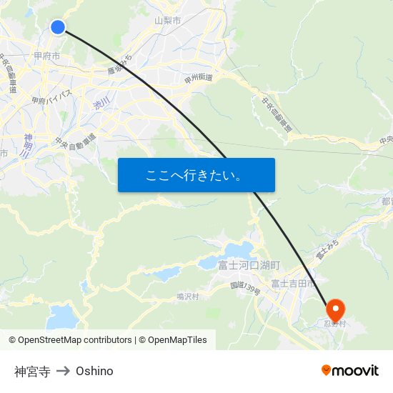神宮寺 to Oshino map