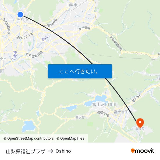 山梨県福祉プラザ to Oshino map