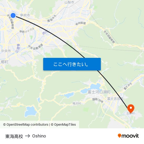 東海高校 to Oshino map