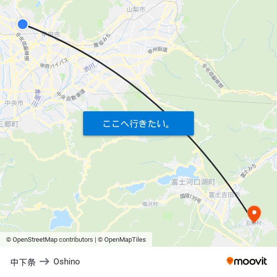中下条 to Oshino map