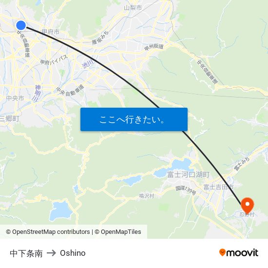 中下条南 to Oshino map