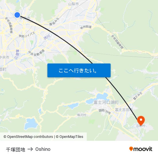 千塚団地 to Oshino map