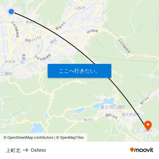 上町北 to Oshino map