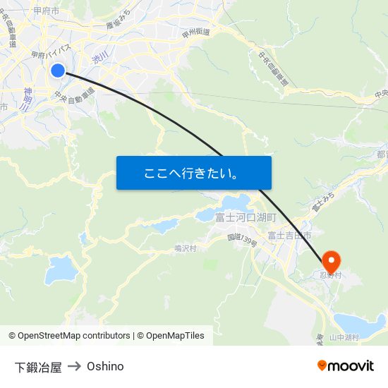 下鍛冶屋 to Oshino map