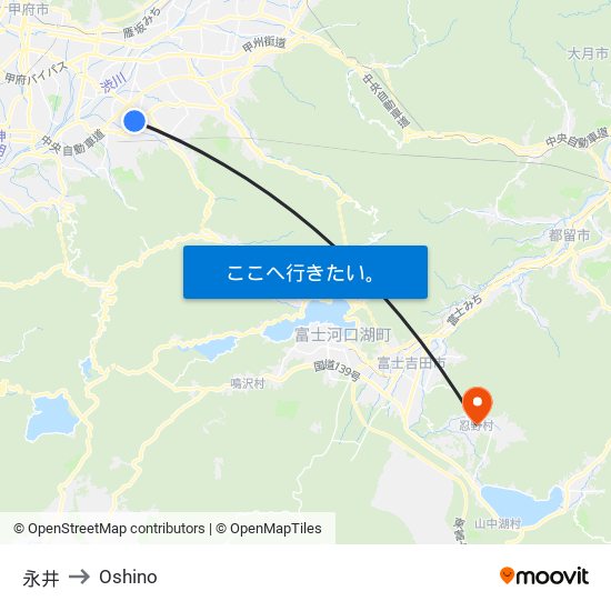 永井 to Oshino map