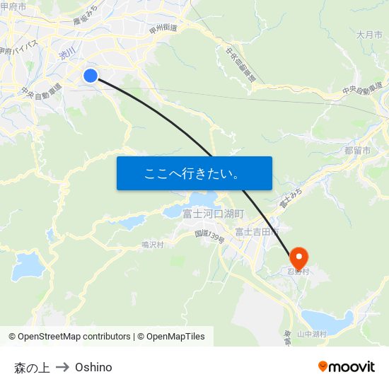森の上 to Oshino map