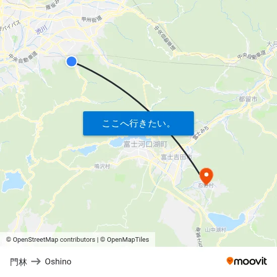 門林 to Oshino map
