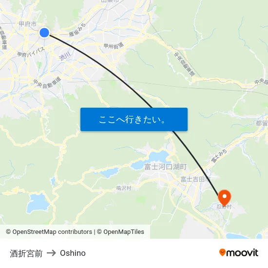 酒折宮前 to Oshino map