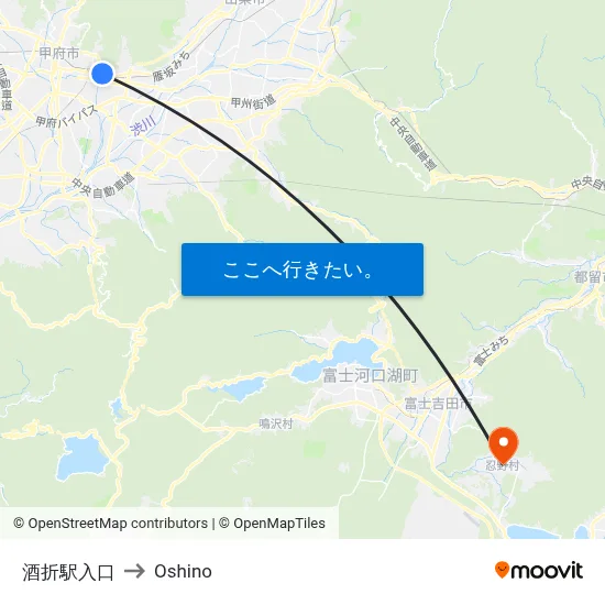 酒折駅入口 to Oshino map