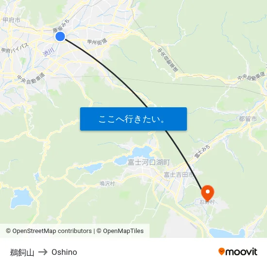 鵜飼山 to Oshino map