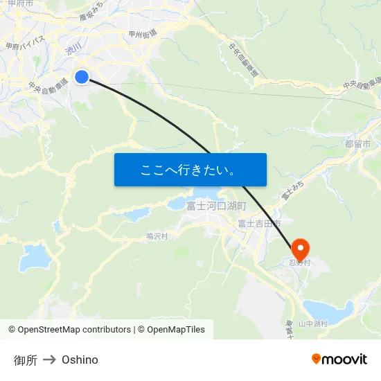 御所 to Oshino map