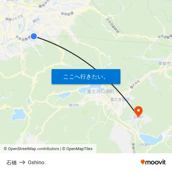 石橋 to Oshino map