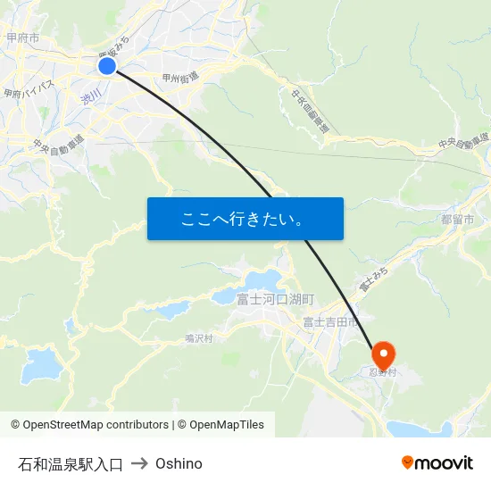 石和温泉駅入口 to Oshino map