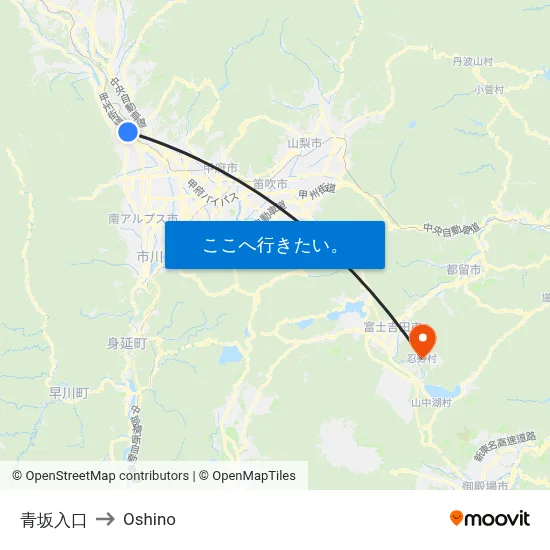 青坂入口 to Oshino map
