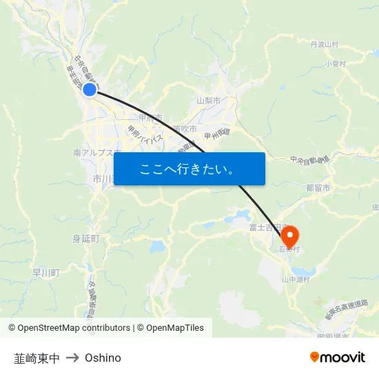 韮崎東中 to Oshino map