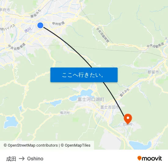 成田 to Oshino map
