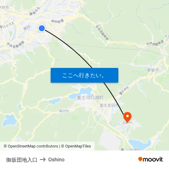 御坂団地入口 to Oshino map
