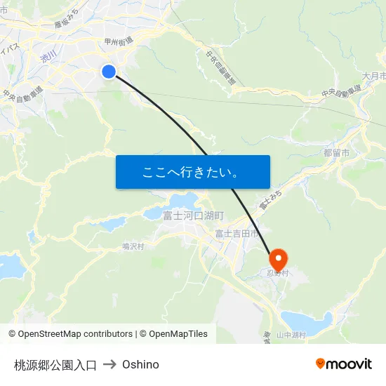 桃源郷公園入口 to Oshino map